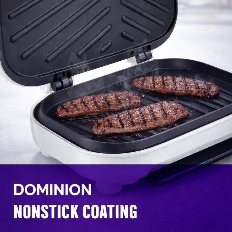 Dominion شواية كهربائية داخلية كلاسيكية بسعة 2 حصة وضغط بانيني، سهلة التخزين والتنظيف، مثالية لوجبة الإفطار، جبنة مشوية، بيض وستيكي، بيضاء - Image 5